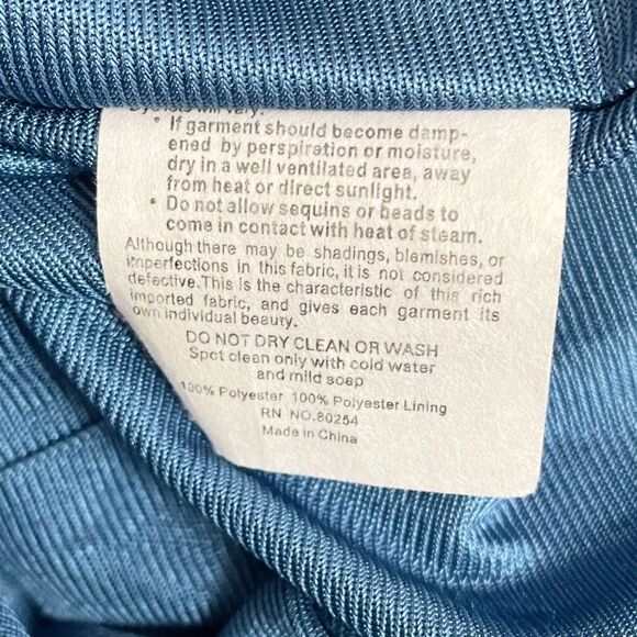 Alyce Paris Mini Dress Size 4 Shimmer Blue Sparkle Cross Strap Open Back #4180 - Picture 12 of 13